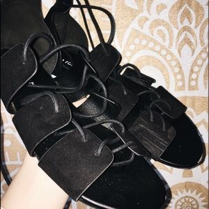 Black Ankle-Tie Sandals